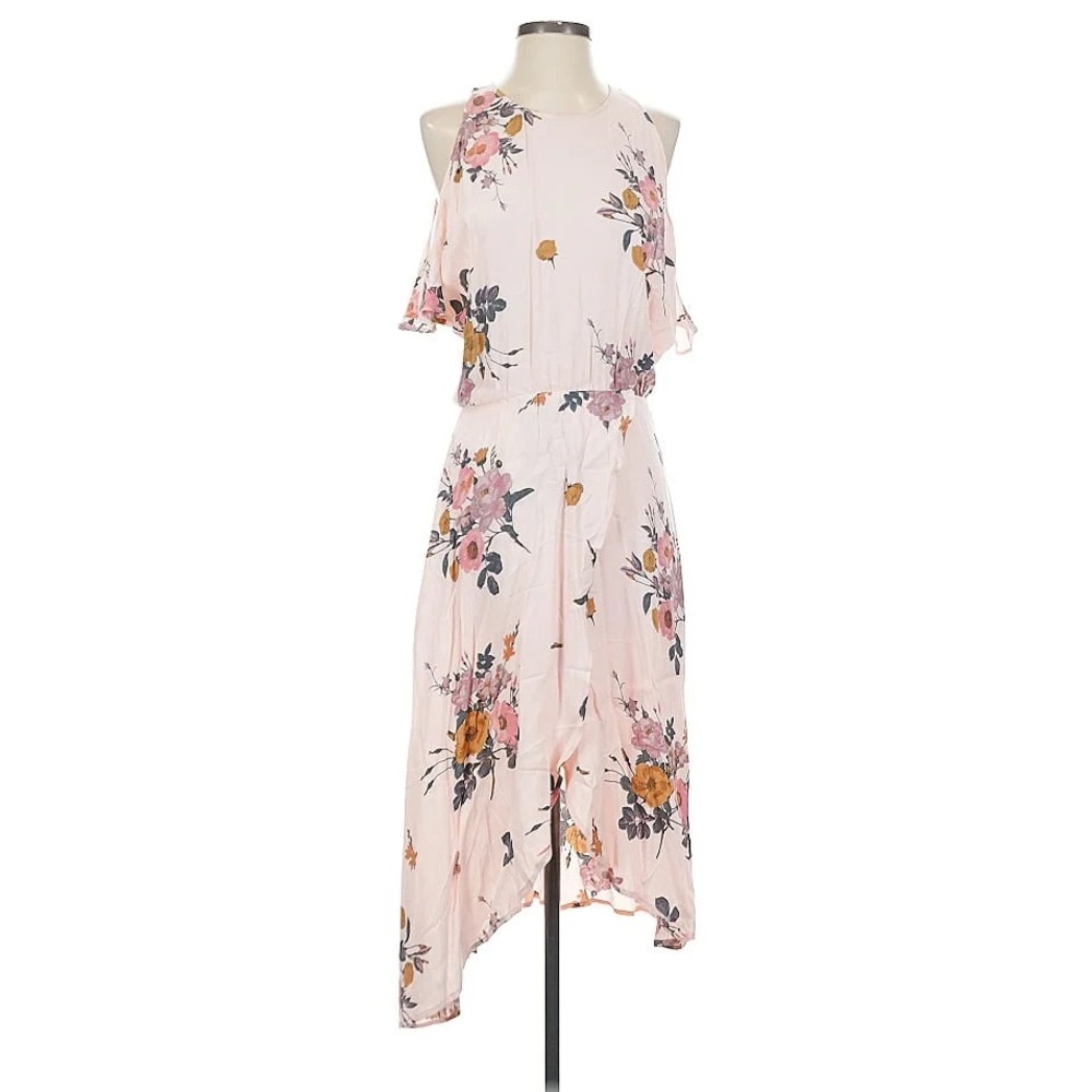 NWT Leith Pink Floral Cold Shoulder Midi Dress